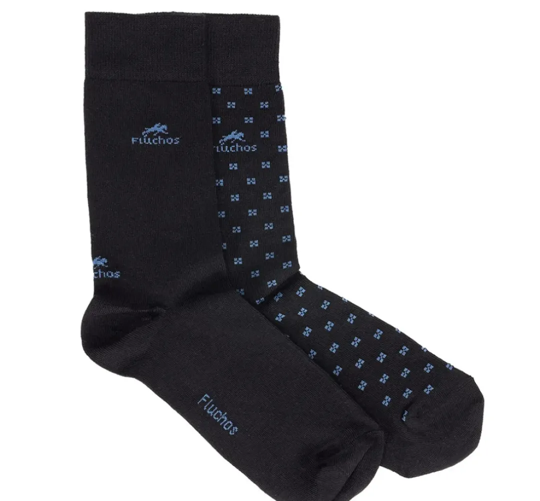 Hombre Fluchos CA0009 Calcetines Largos Azules y Cuadros