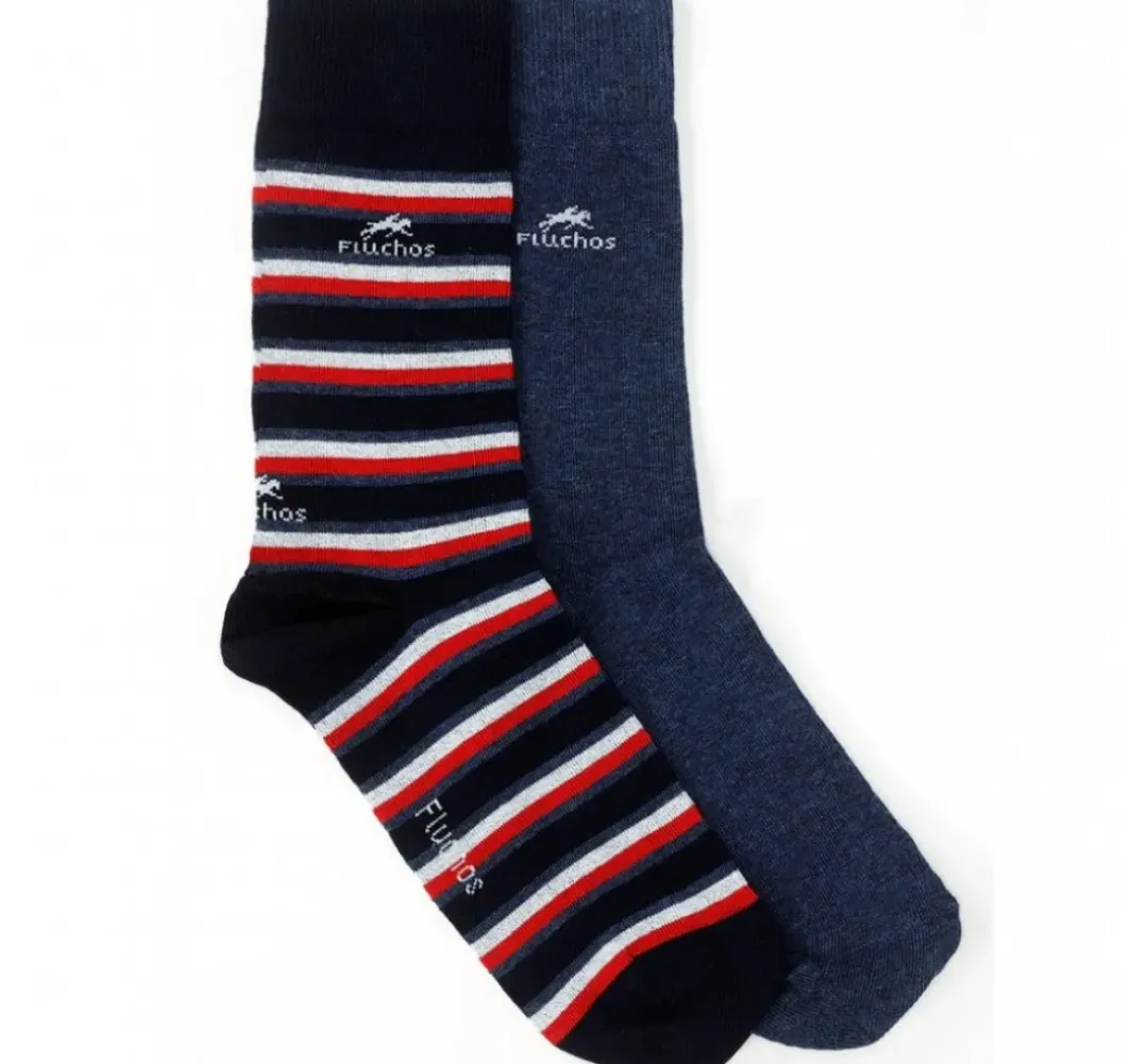 Hombre Fluchos CA0009 Calcetines Largos Rayas y Azul