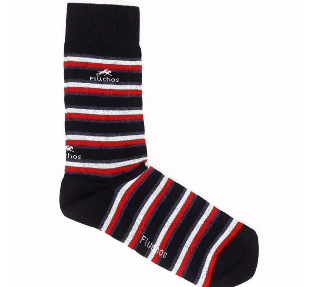 Hombre Fluchos CA0009 Calcetines Largos Rayas y Azul